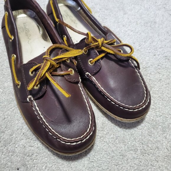 WIND RIVER WINDRIVER Deck Shoes Leather Loafers Boat Shoes Slip-On Brown Women 8 - Picture 4 of 11
